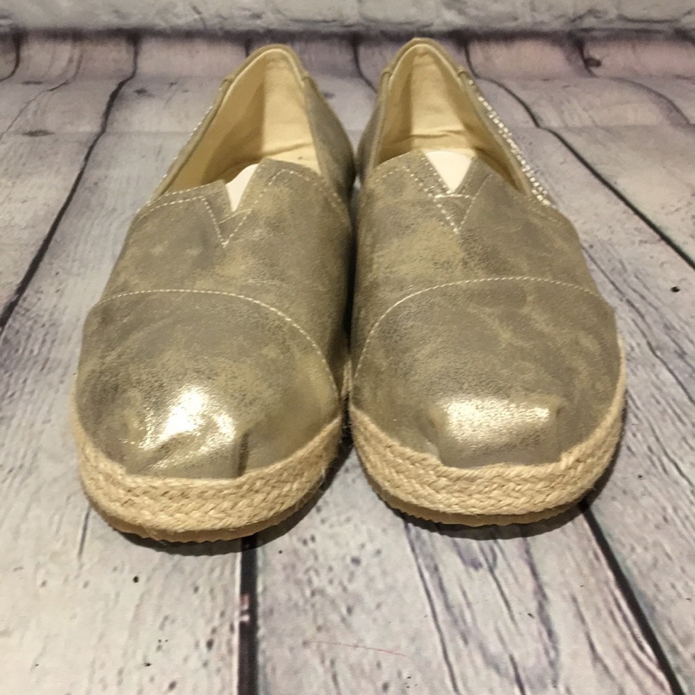 Toms Metallic Gold Espadrille Flats